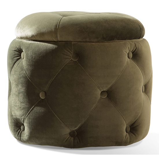 Jools Velvet Foot Stool In Olive