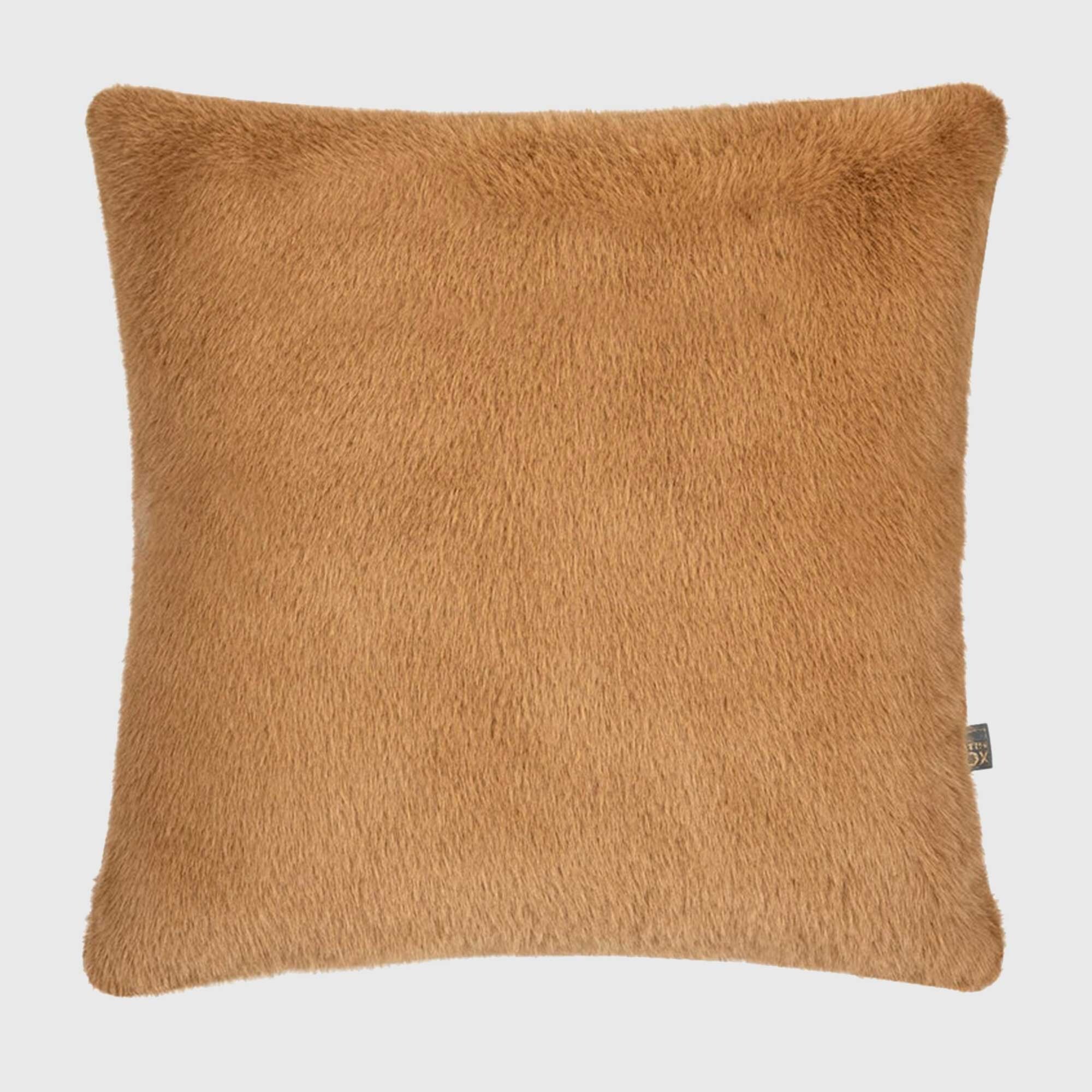 Plush Golden Cognac Cushion, Square, Orange Polyester | Barker & Stonehouse
