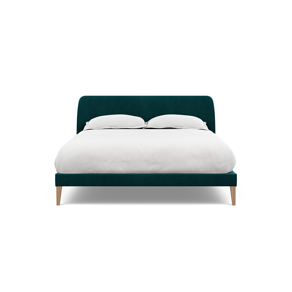 Heal's Wallis Bedstead King Smart Luxe Velvet Ocean Natural Feet