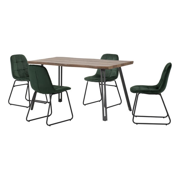 Quebec 4 Seater Wave Rectangular Dining Table with 4 Lukas Chairs