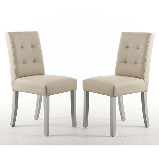 Artois Dining Chair In Ivory Matt Bonded Leather And Grey Legs