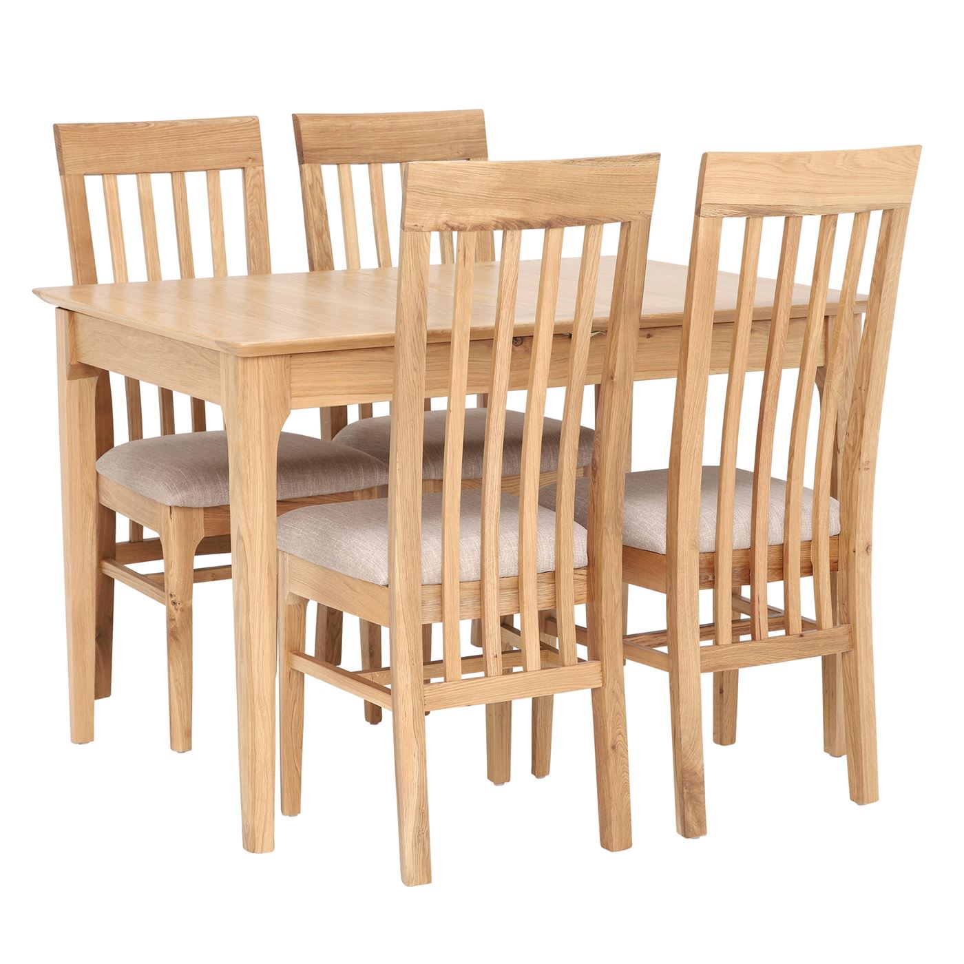 Stanwick Extending Dining Table and 4 Slat Back Dining Chairs