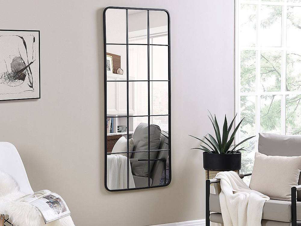 Vente-unique Industrial Metal Window Mirror - W. 60 X H. 140 Cm - Black - SCIARA