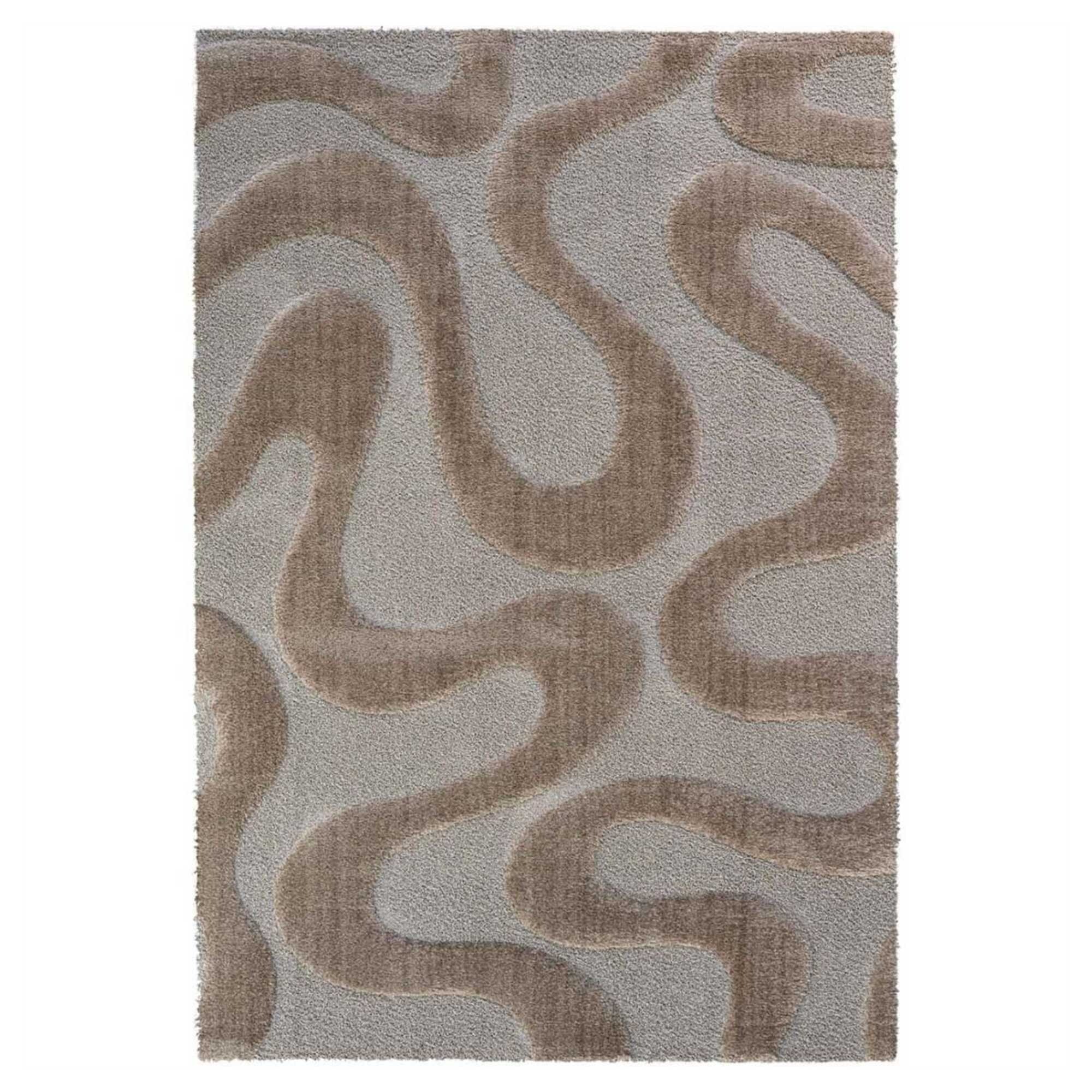 Bronze Waves Rug 133x195cm, Square, Brown | Barker & Stonehouse