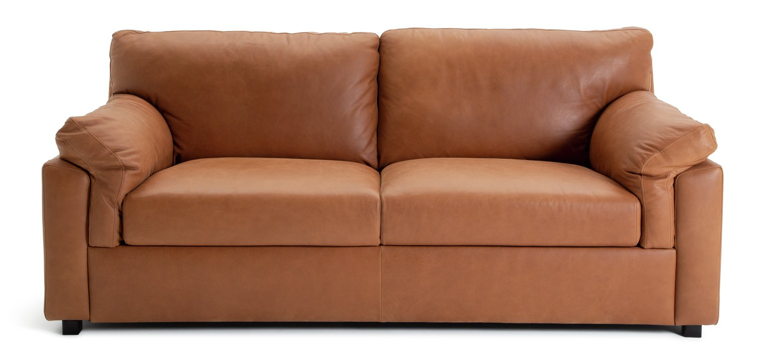 Habitat Florence 3 Seater Leather Sofa - Tan