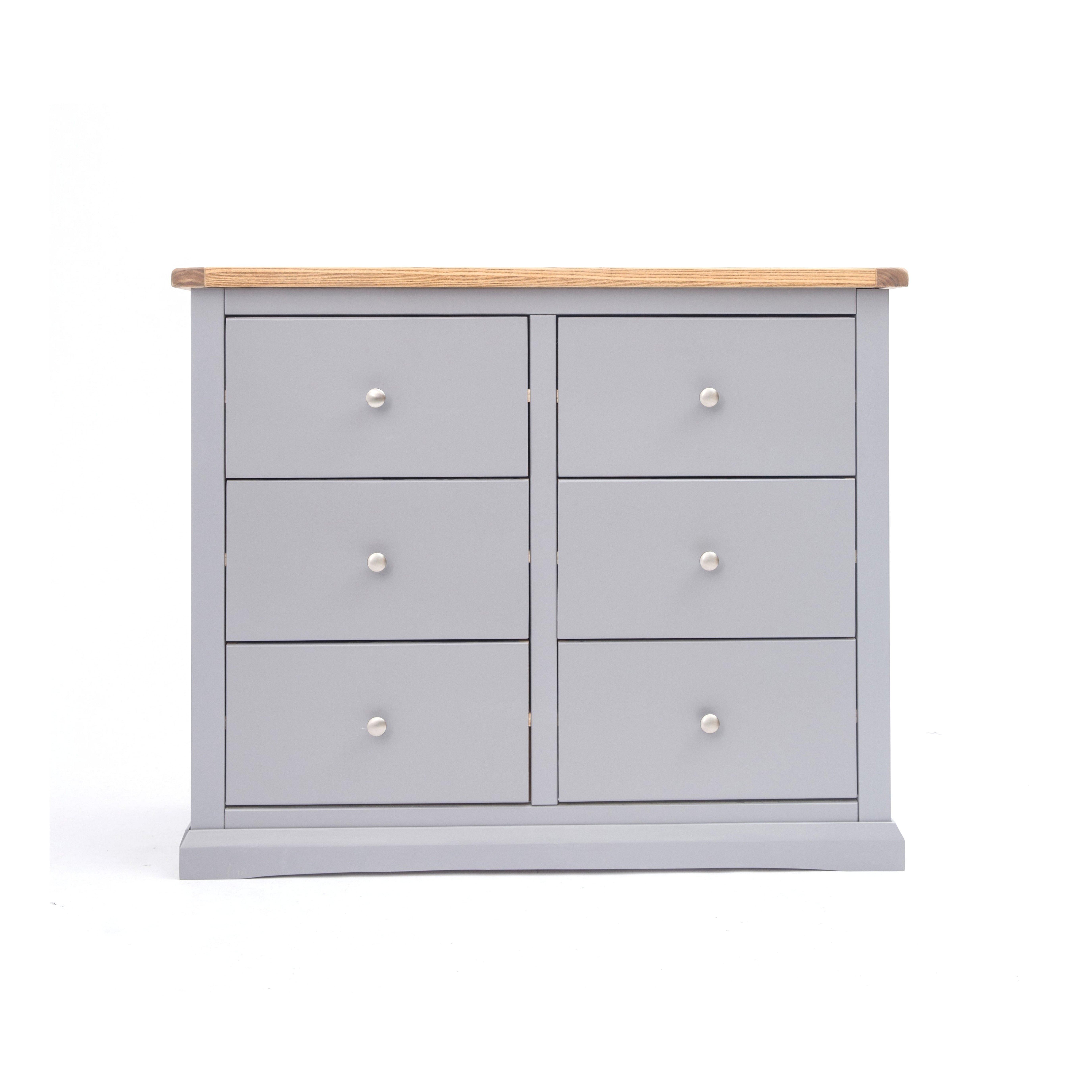 Cabinet Bits Rocca 6 Drawer Chest of Drawers Chrome Knob in Grey