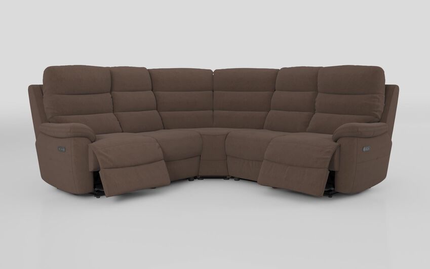 Brown Fabric Ossett 2 Corner 2 Power Sofa with Head Tilt