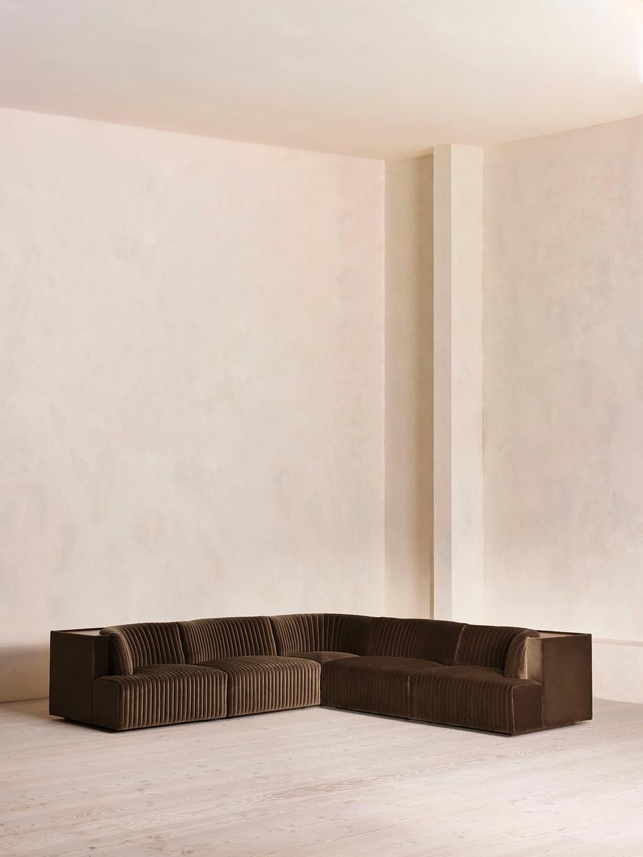 Hamish Modular Sofa, Corner Sofa, Velvet, Chocolate