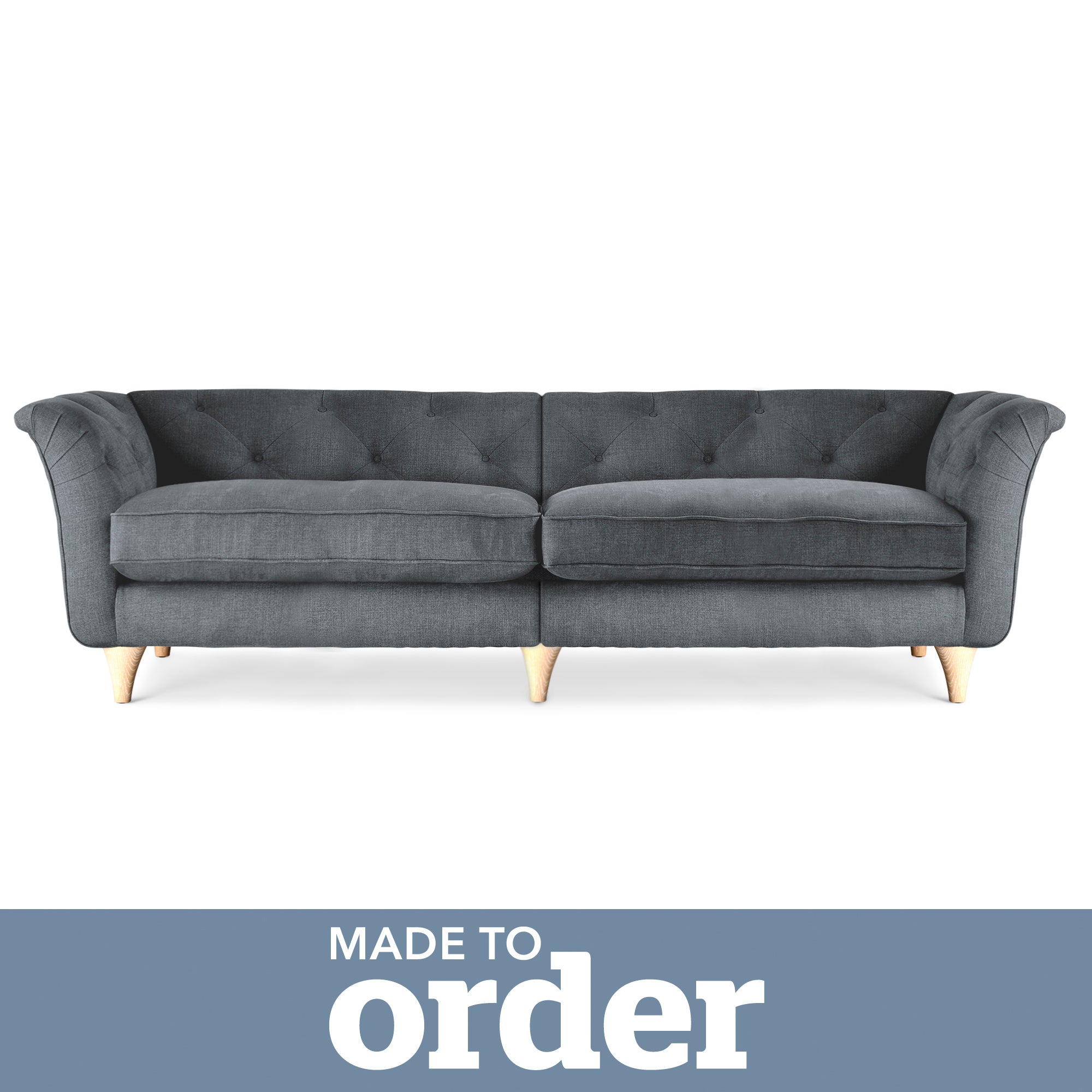 Jaipur 4 Seater Sofa Brushed Plain Fabric Grey