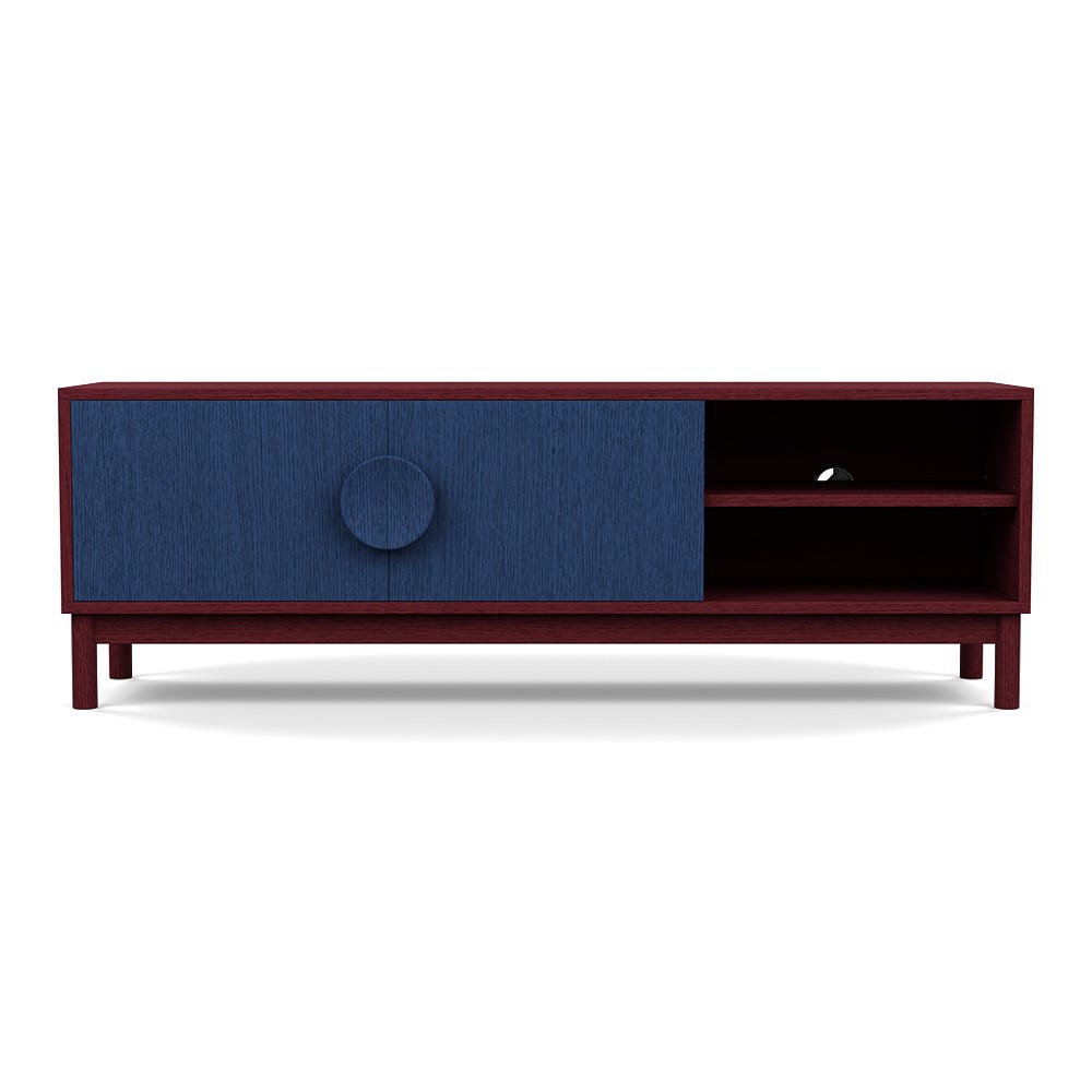 Heal's Tinta AV Unit Red Stain Frame Blue Stain Doors