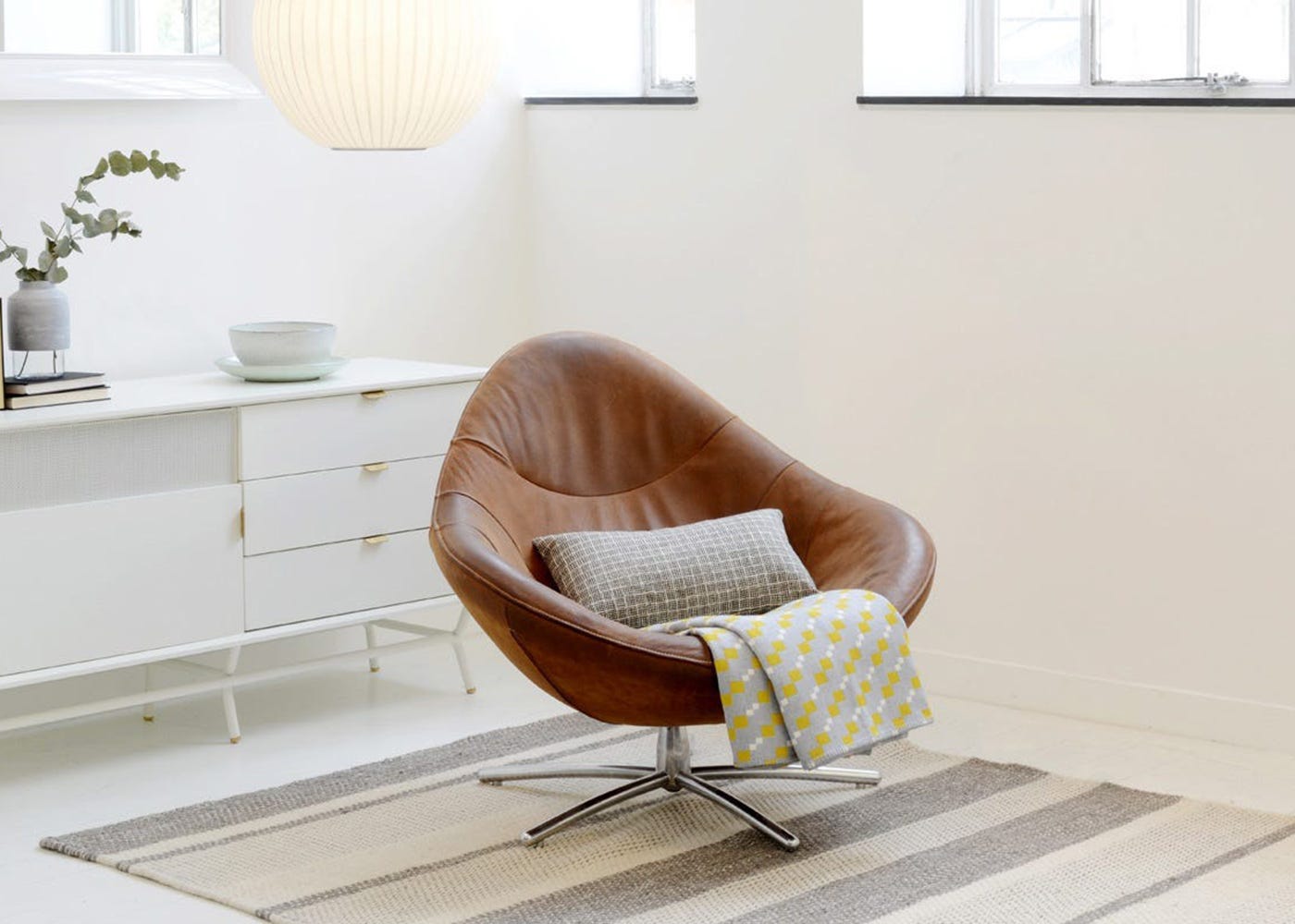 Heal's Hidde Swivel Armchair in Brown Yak Leather 3
