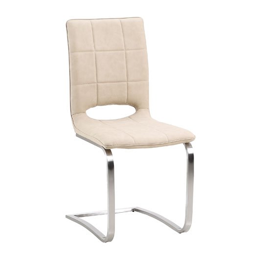 Tripoli Dining Chair In Light Brown Faux Leather With Steel Base