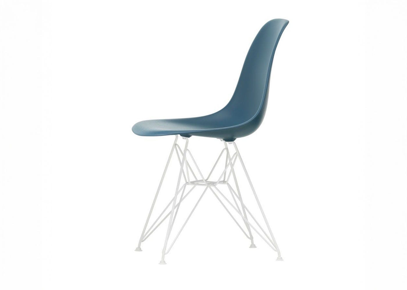 Vitra Eames DSR Chair Sea Blue White Powder Coated Base 04 Glides