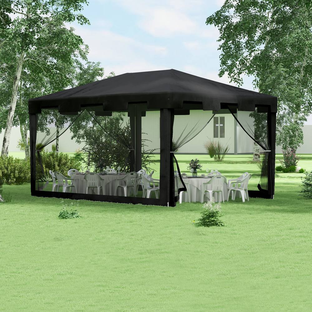 OUTSUNNY 4 x 3m Party Tent Waterproof Garden Gazebo Canopy Wedding Cover Shade in Dark Grey