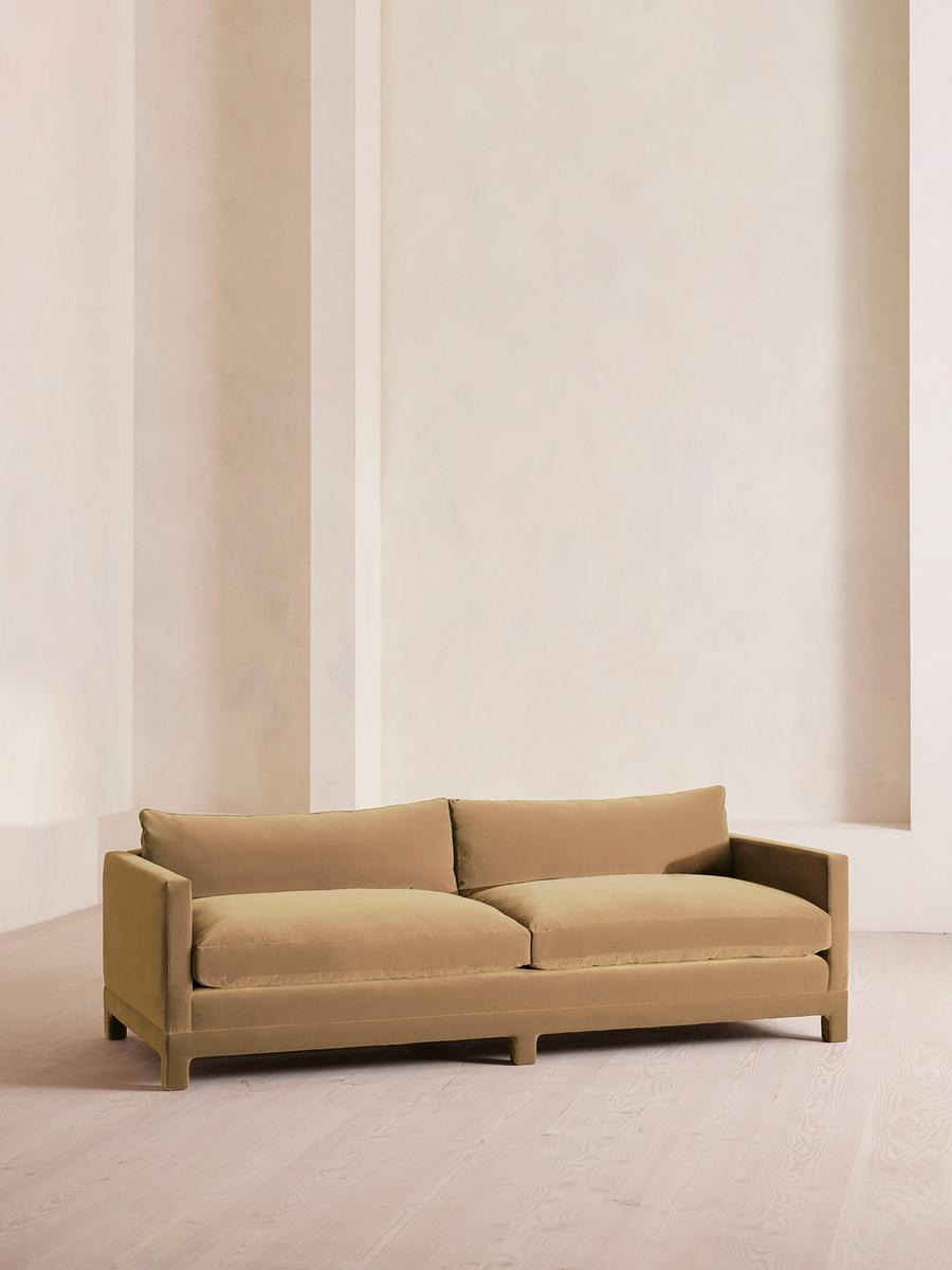 Ashford Four Seater Sofa, Velvet, Camel