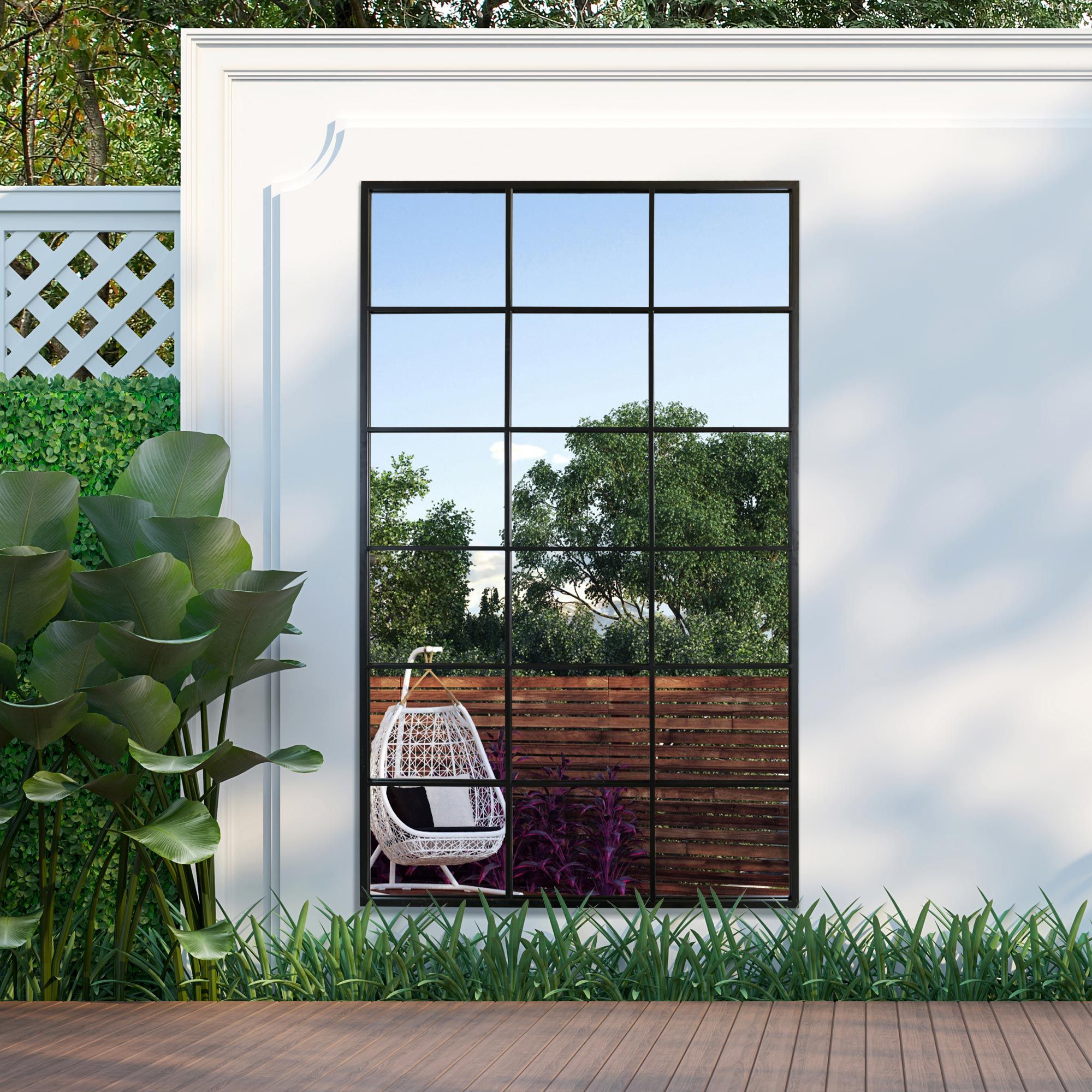 MirrorOutlet Black Modern Window Garden Wall Mirror 79" X 47" (200CM X 120CM) 2