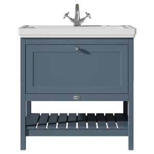 Bayswater Hartleigh Stiffkey Blue Traditional Freestanding Vanity Unit & 1 Tap Hole Traditional Recessed Basin - 800mm