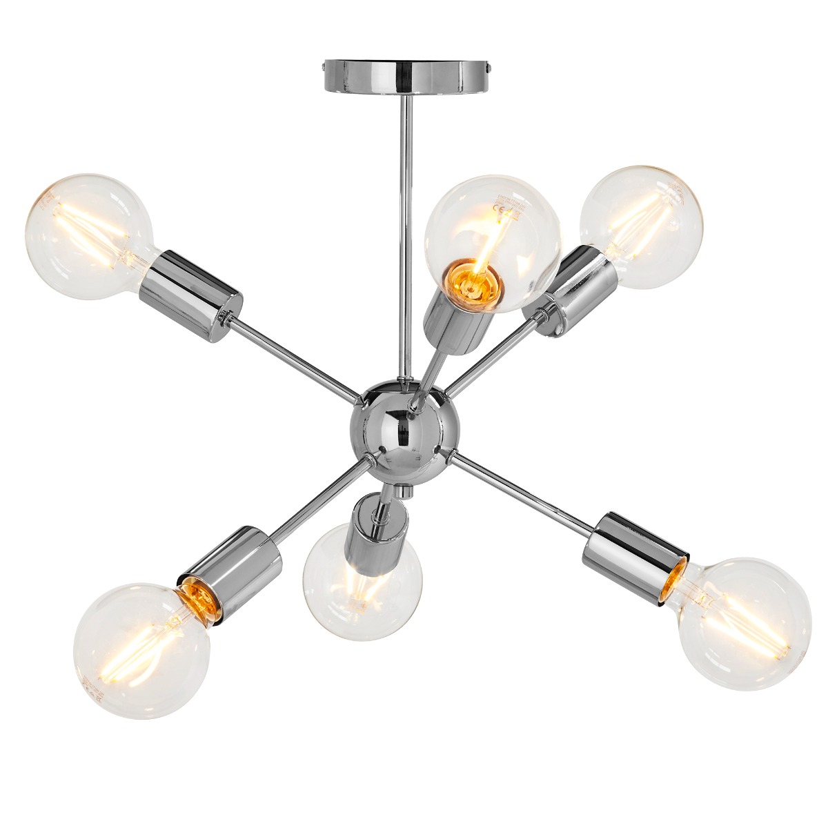 Chrome 6 Bulb Pendant Light Metal | Barker & Stonehouse
