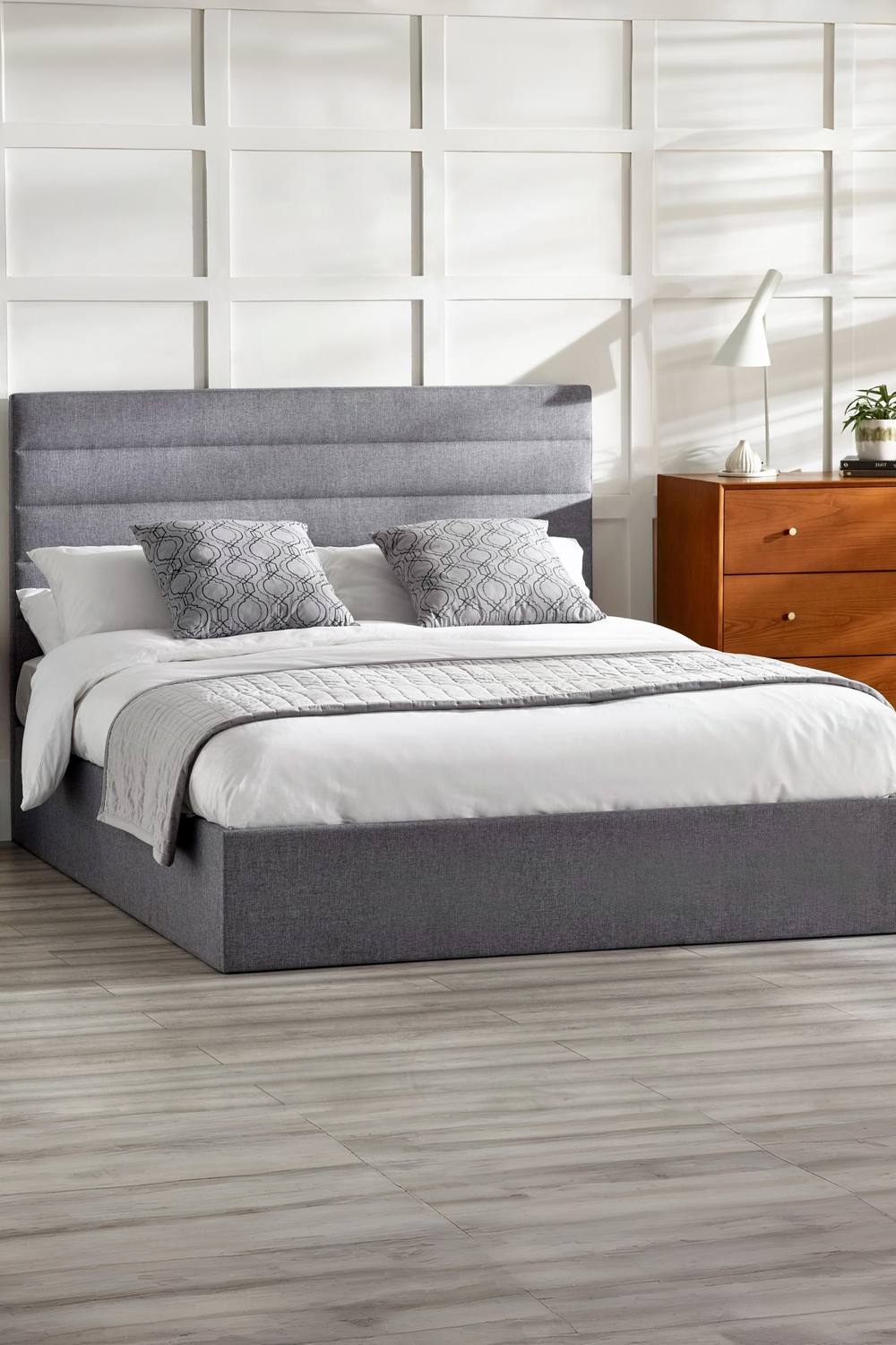 Julian Bowen Merida Upholstered Ottoman Storage Bed in Grey