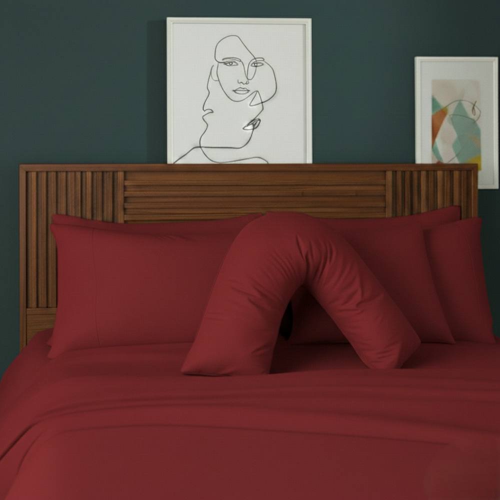 Snug City V Shape Pillowcase for Support Maternity Pillows Polycotton Easy Care in Red