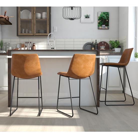 Bowden Upholstered Molded Counter Stool In Caramel Maple