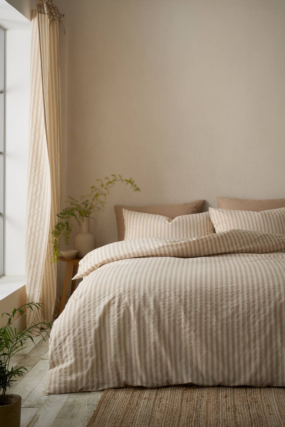 Pineapple Elephant 'Cotton Rich Woven Stripe' Duvet Cover Set in Natural