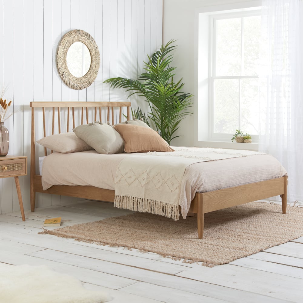Rome - Super King Size - Low Foot-End Bed - Oak - Wooden - 6ft - Happy Beds