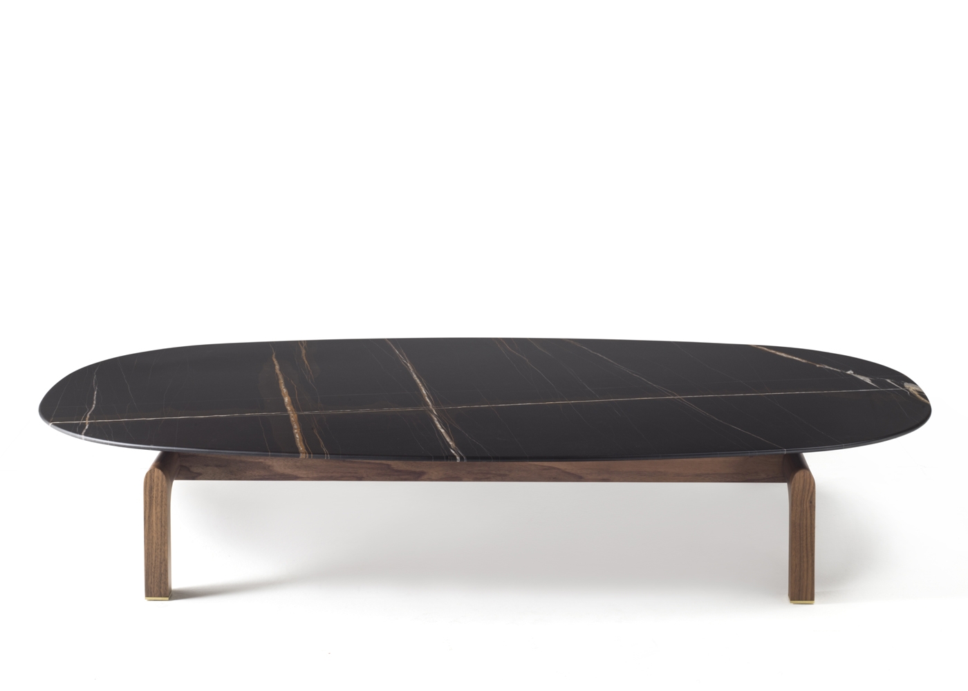 Porada Quay Oval Coffee Table Canaletta Walnut Frame Black Sahara Noir