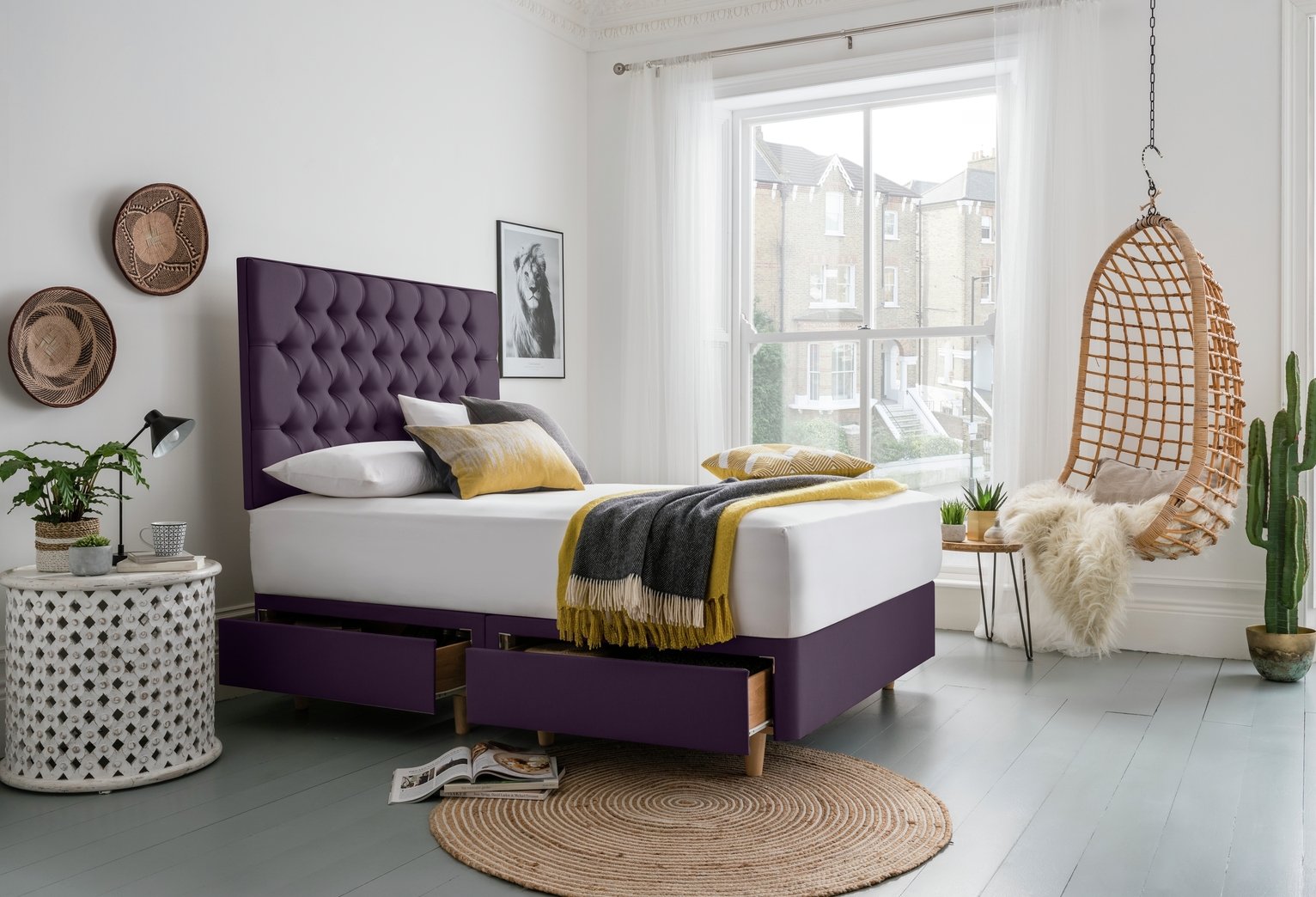 Silentnight Sassaria Small Double 4 Drawer Divan Bed -Purple