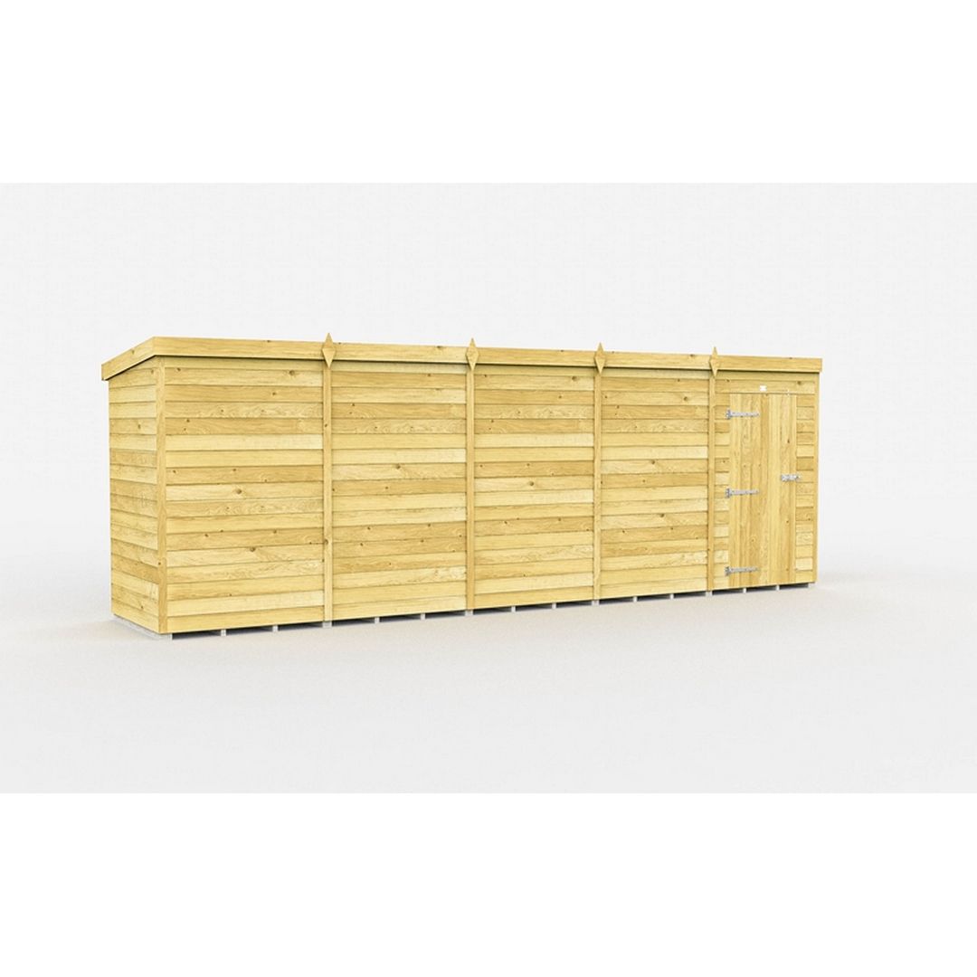 Buttercup Farm 20 x 4 Feet Pent Shed - Single Door W/O Window - L118 x W589 x H201 cm in Brown