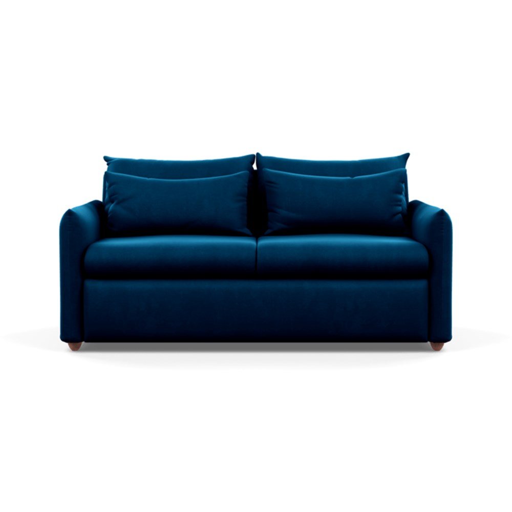 Heal's Pillow Sofa Bed Smart Velvet Blue Chestnut Stain Feet
