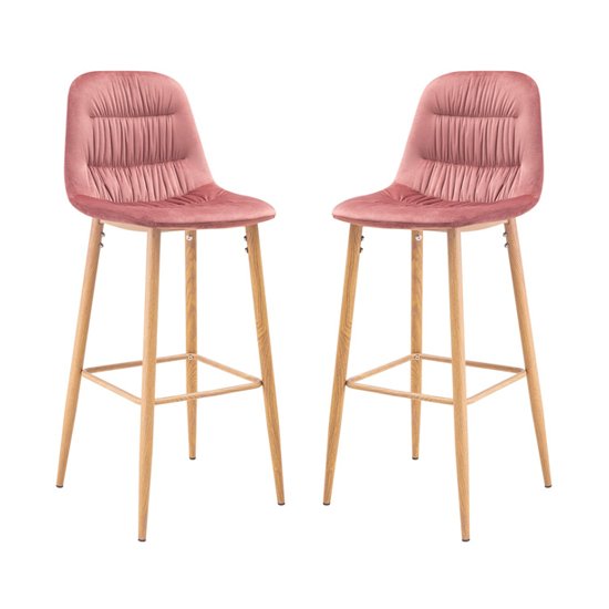 Harper Pink Finish Bar Stool In Pair