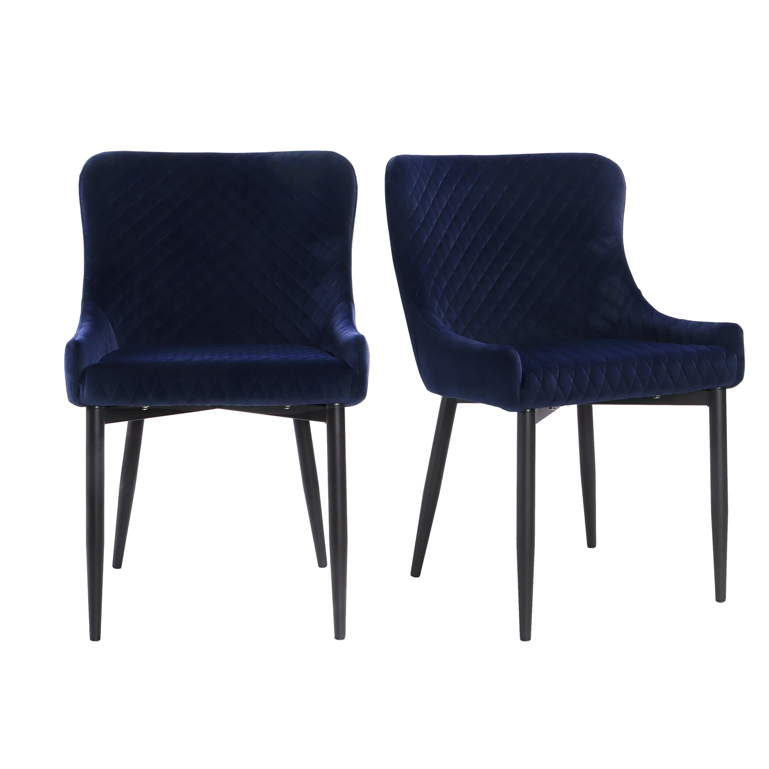 Montreal Velvet Set of 2 Dining Chairs Ink (Blue)