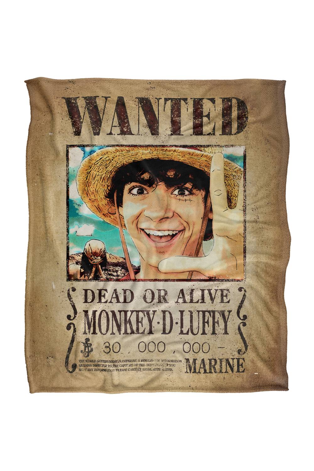 Netflix One Piece Monkey D.Luffy Wanted Poster Soft Throw Blanket 152 X 127 Cm