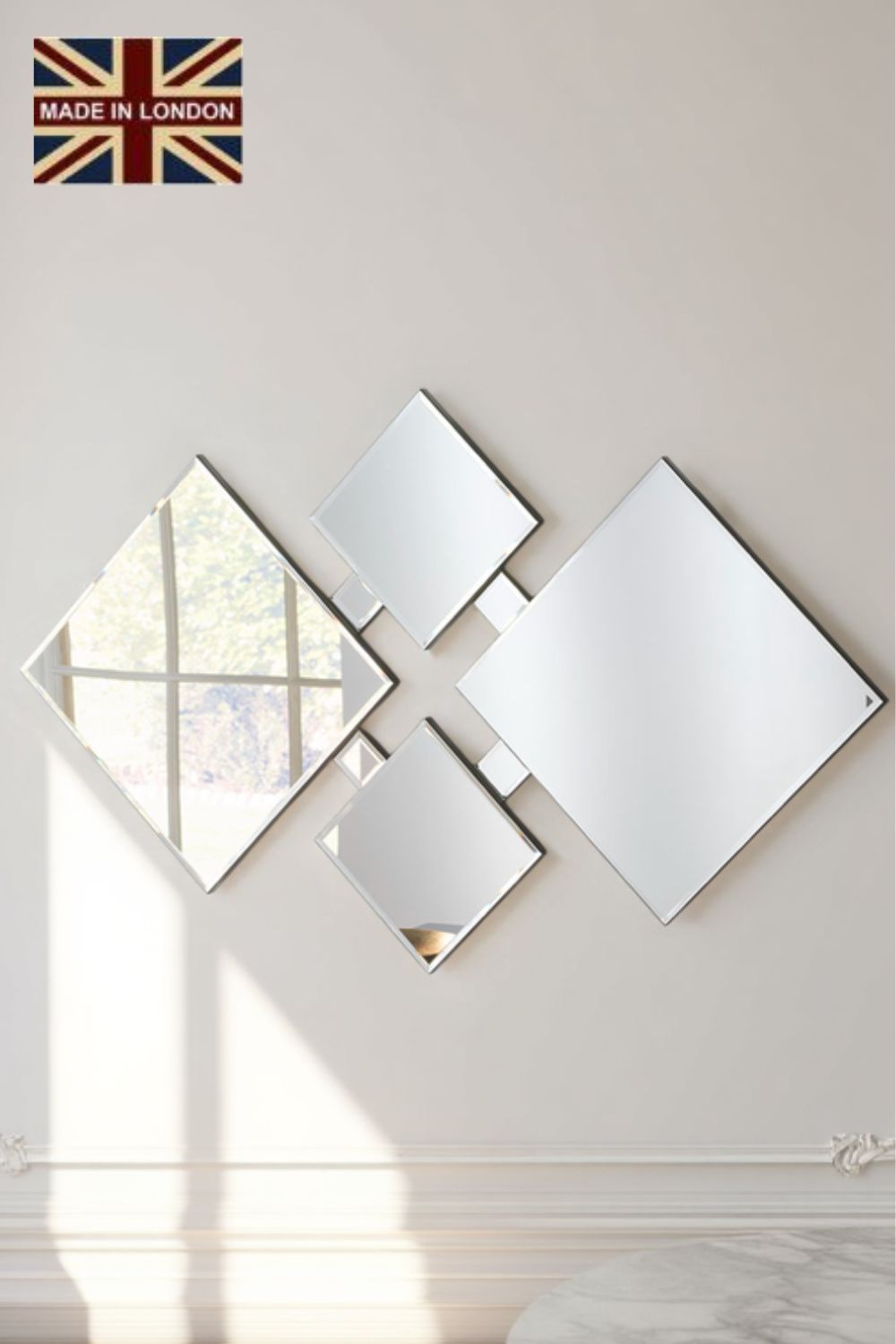 Yearn Mirrors Yearn art deco Bevelled mirror 122x74cm in Black
