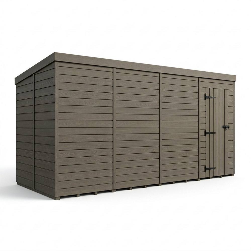 Buttercup Farm 6ft x 9ft Composite Pent Garden Shed Single Door No Windows - Grey