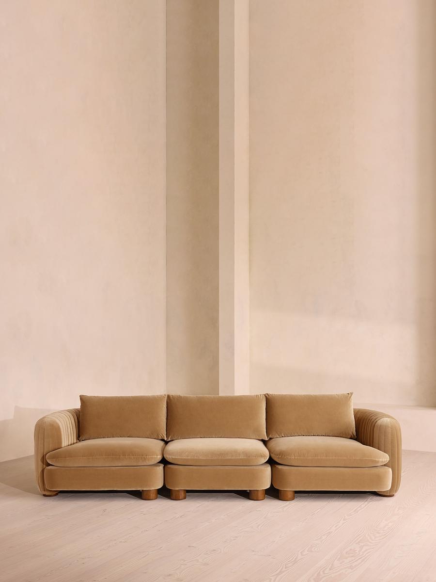 Vivienne Modular Sofa, Four Seater, Velvet Camel