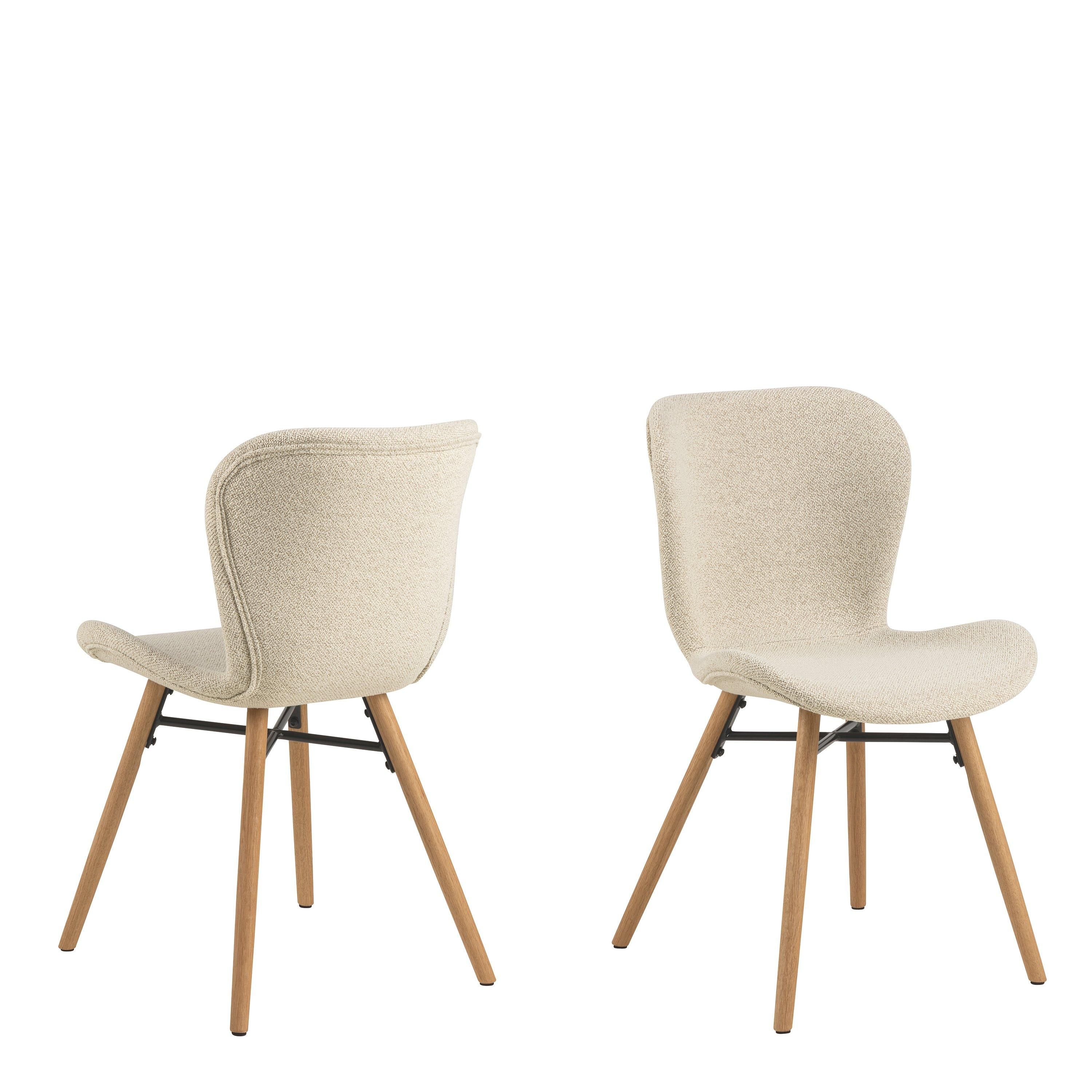Furniture To Go Batilda Dining Chairs with Cream Fabric & Oak Set of 2 in Brown