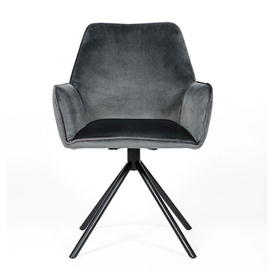 Uno Velvet Fabric Dining Chair In Grey