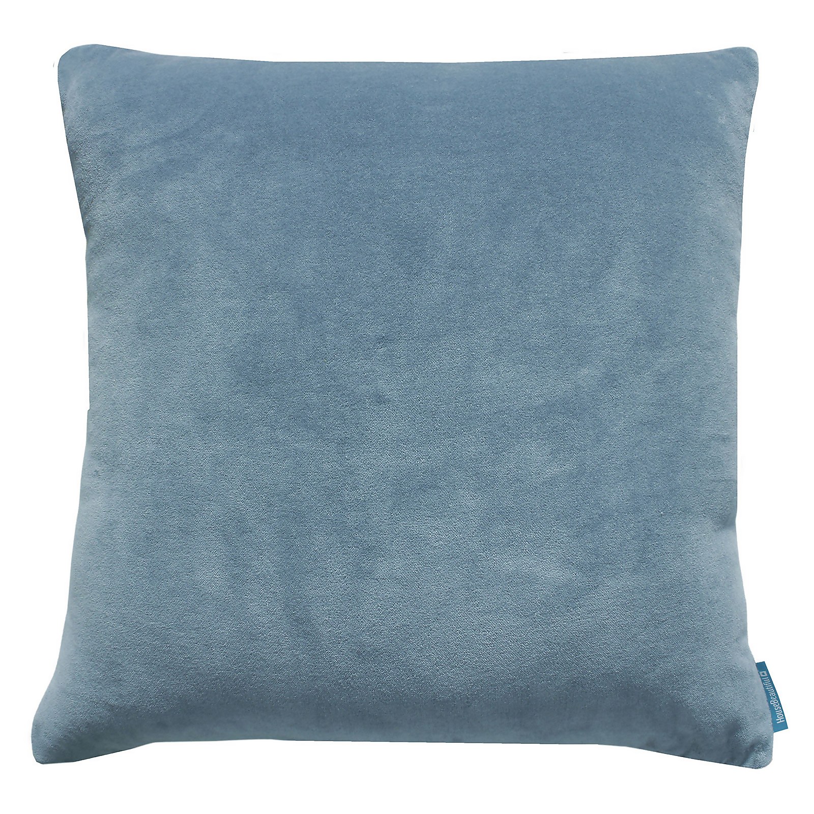House Beautiful Velvet Linen Cushion - Light Blue - 45x45cm