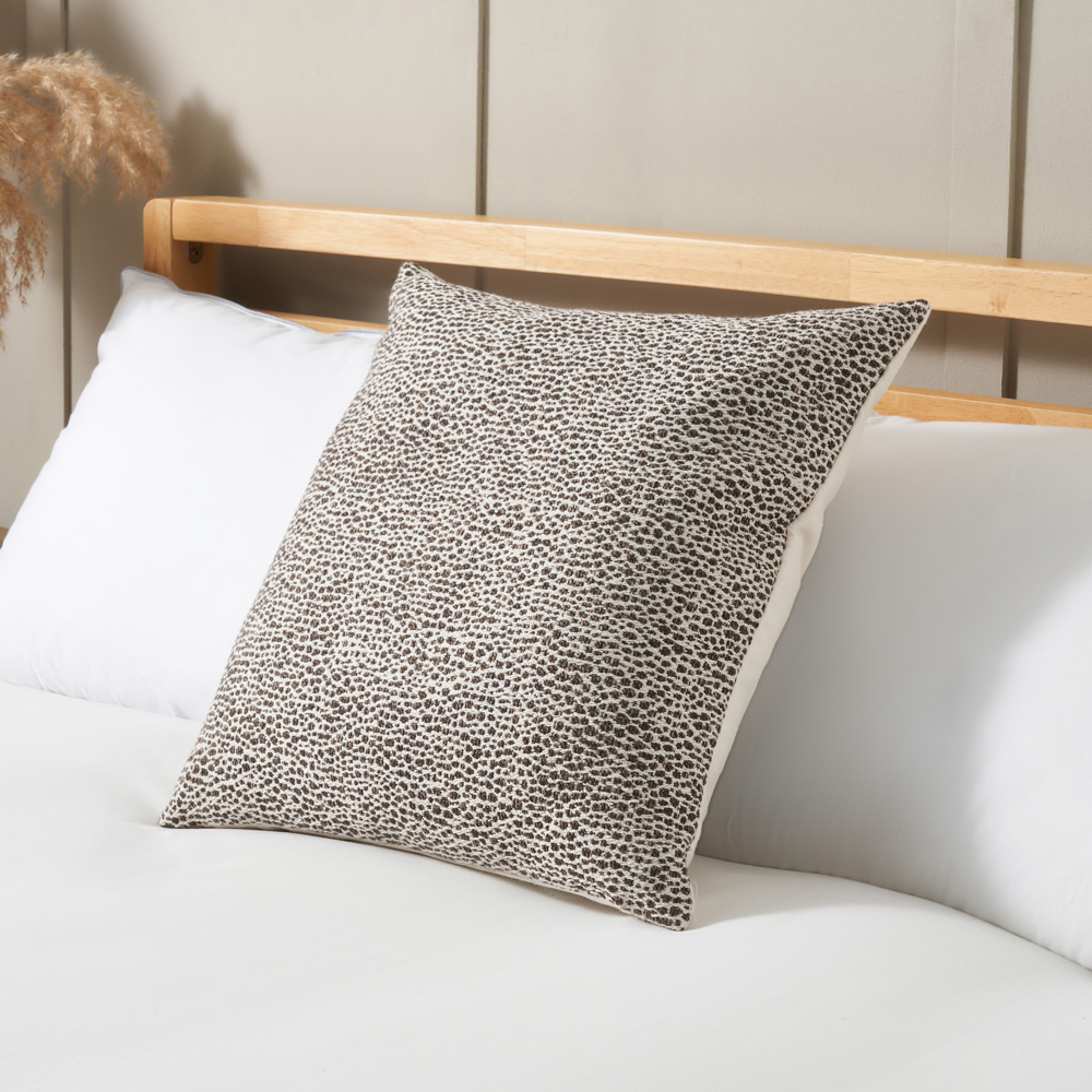 Woven Leopard Print Cushion, Grey