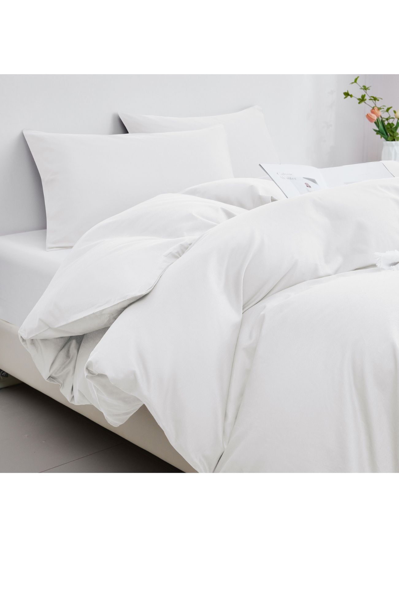 Ezysleep 100% Egyptian Cotton Silver Duvet Cover Set in White