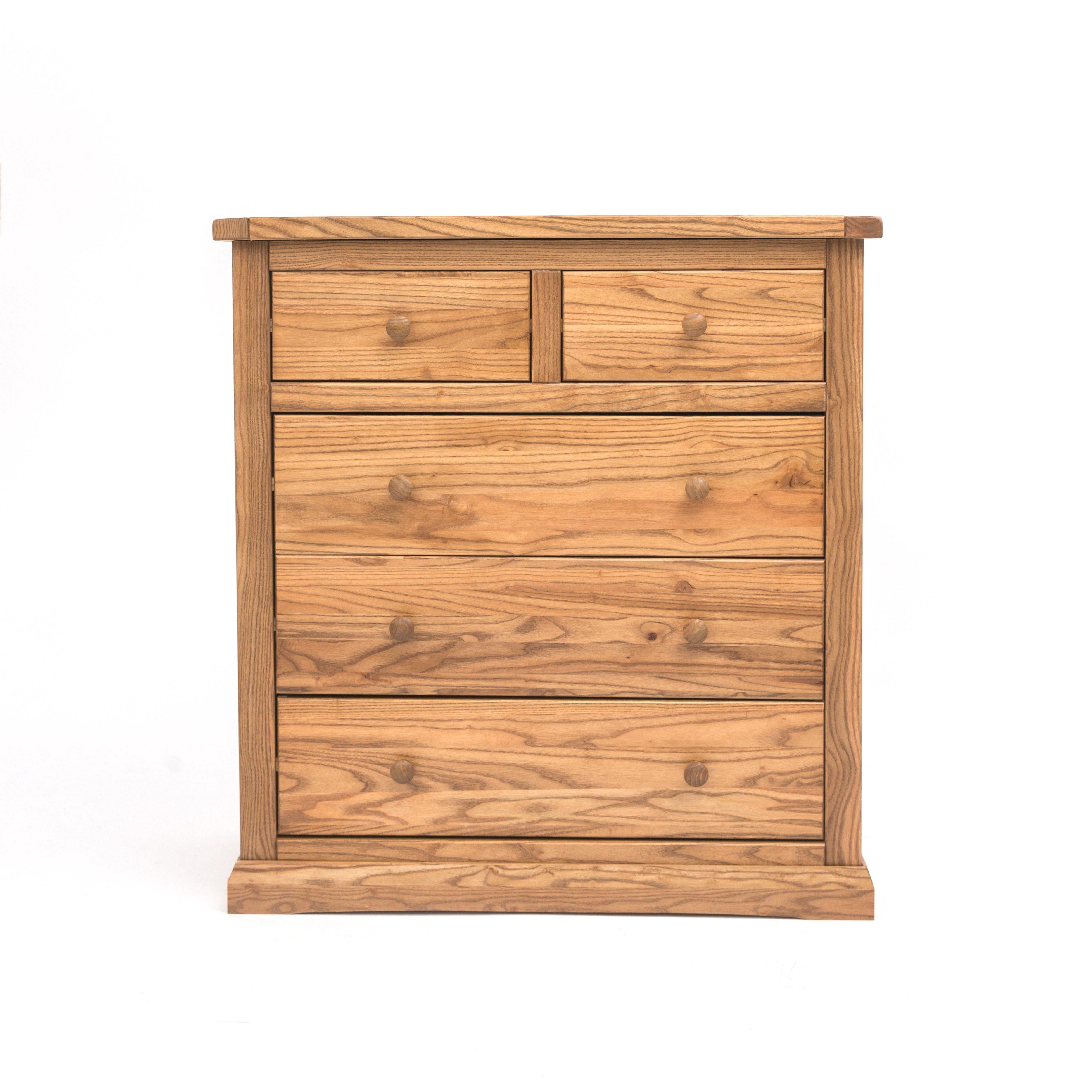 Cabinet Bits Salerno 5 Drawer Chest of Drawers Wood Knob in Natural