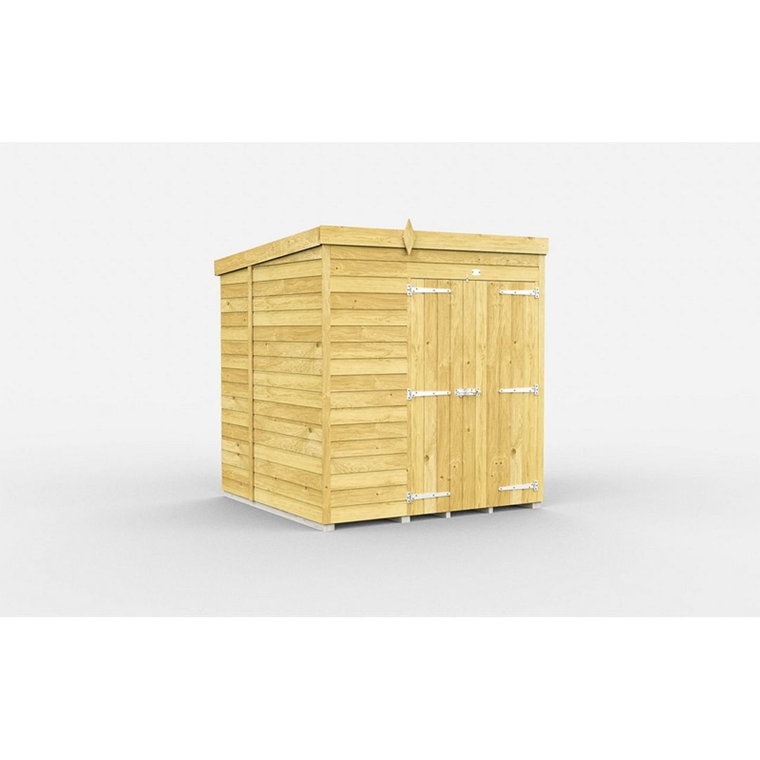 Buttercup Farm 7 x 6 Feet Pent Shed - Double Door W/O Windows - L178 x W214 x H201 cm in Brown