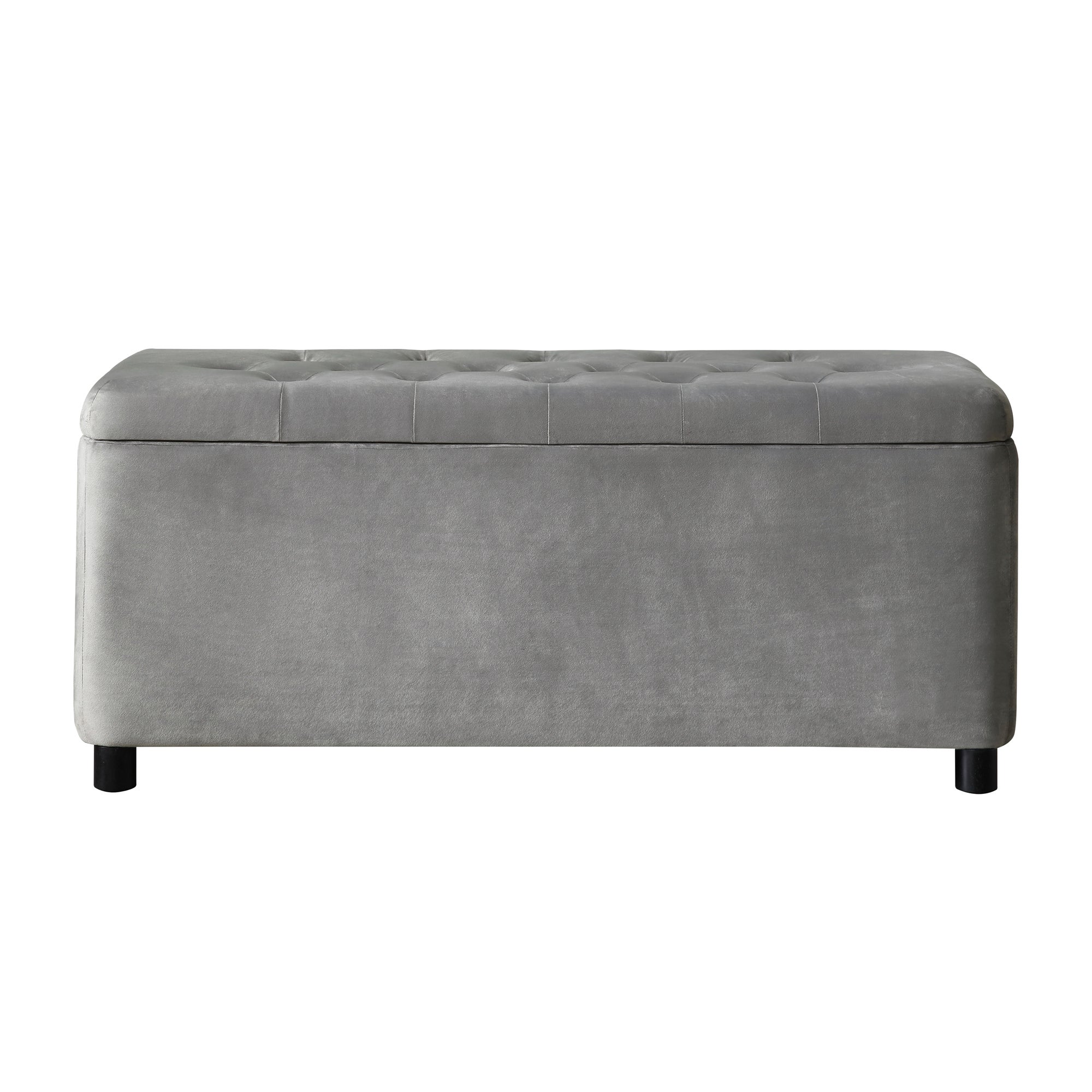 Florence Velvet Storage Ottoman Grey