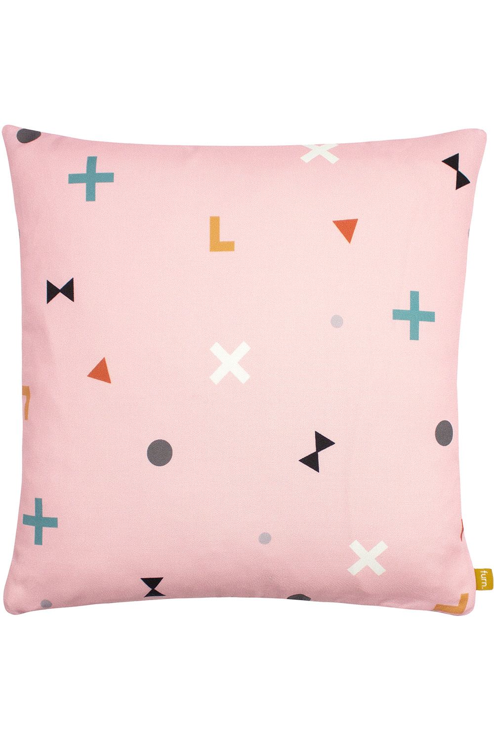 Furn Bitsa Symbol Abstract Cushion in Pink