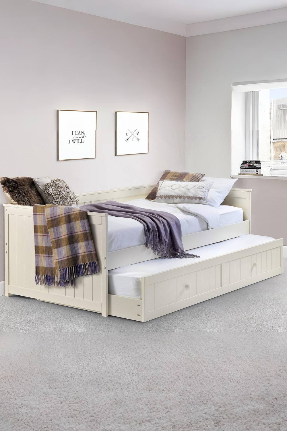Julian Bowen Jessica Single Ivory Daybed with pull-out Trundle
