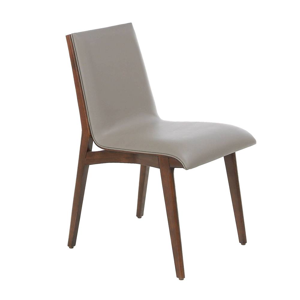 Angel Cerda Dark Mink Leatherette Dining Chair with Walnut Legs in Grey