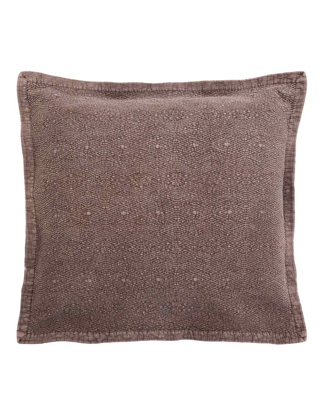Bedeck of Belfast Pure Cotton Geometric Square Pillowcase Brown