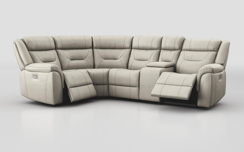 White Ainsdale 1 Corner 2 Power Sofa with Console